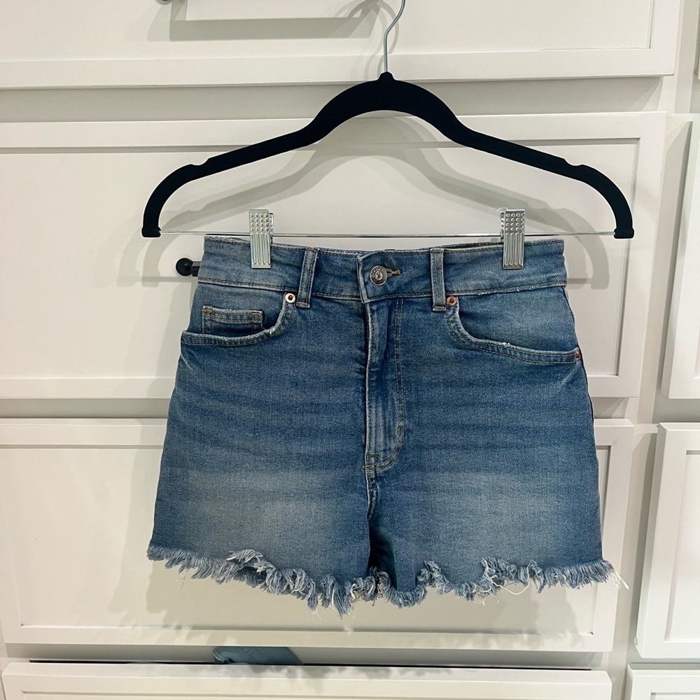 H&M Blue Jean Shorts with Frayed Hem